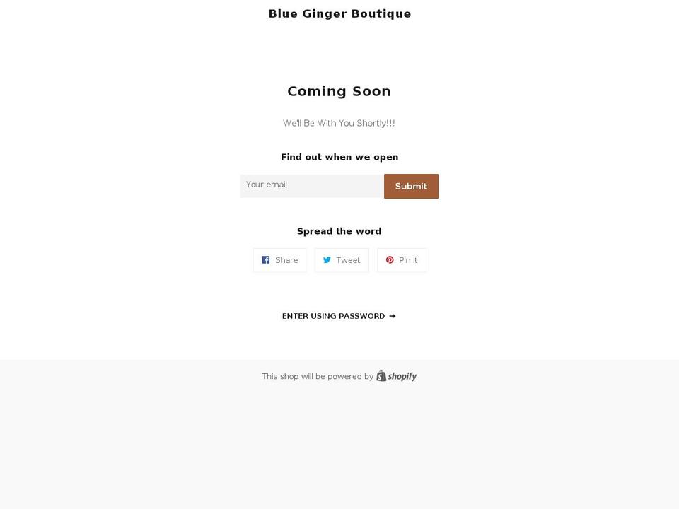 bluegingerboutique.com shopify website screenshot