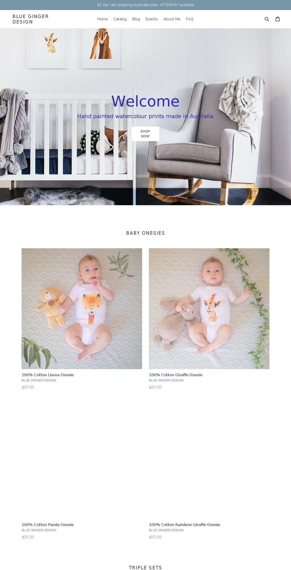 bluegingerdesign.com — Shopify storefront screenshot