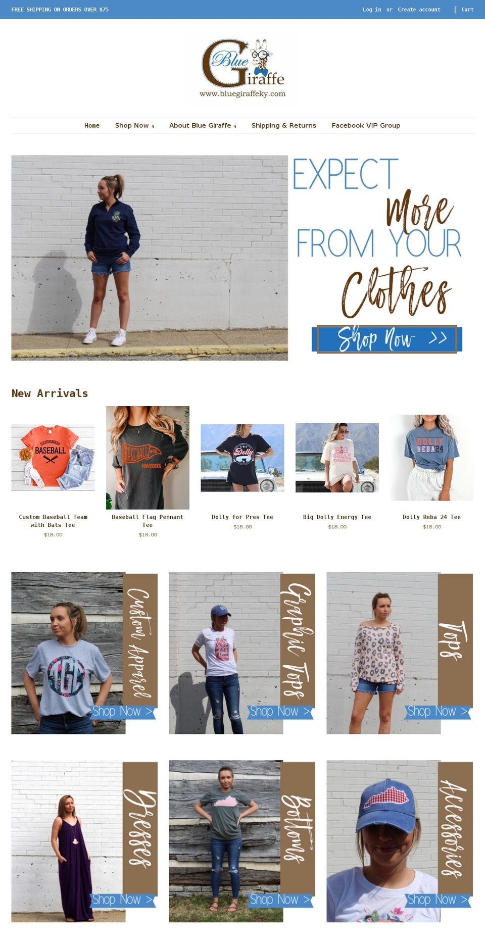 bluegiraffeky.com shopify website screenshot