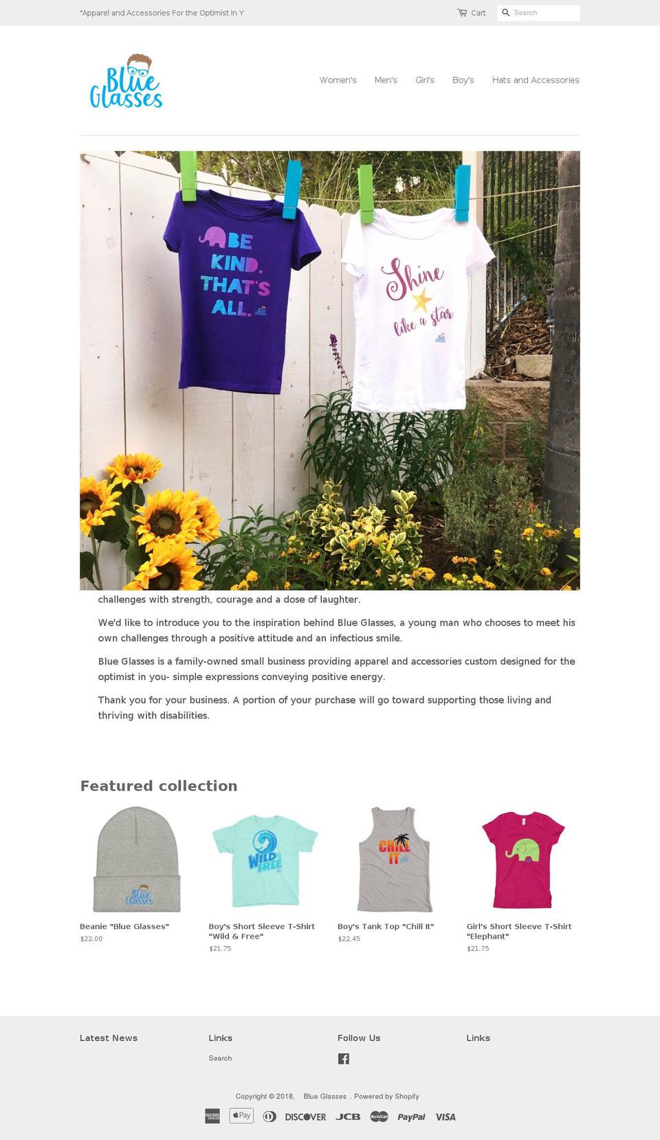 blueglassesco.com — Shopify storefront screenshot