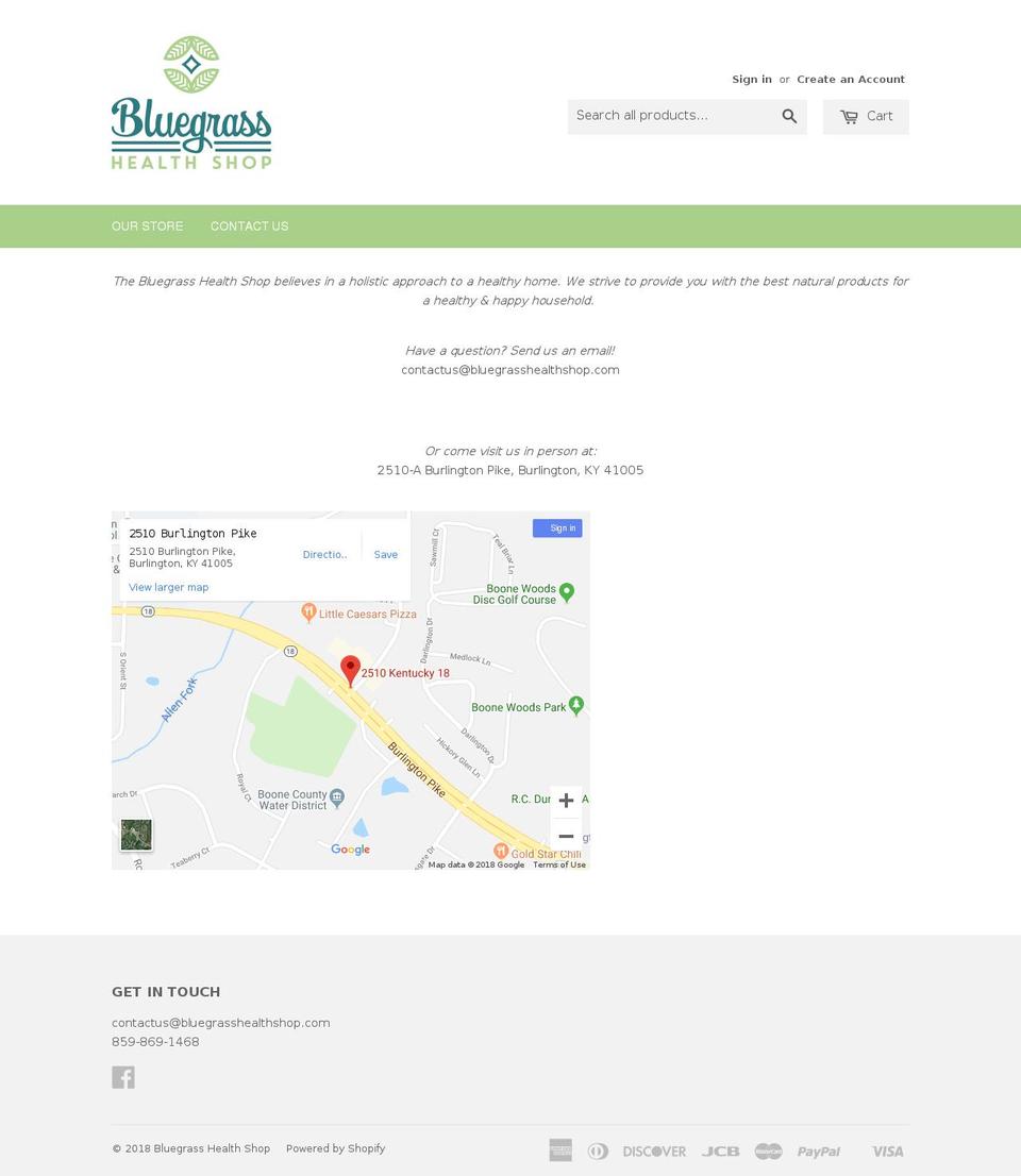 bluegrasshs.com — Shopify storefront screenshot