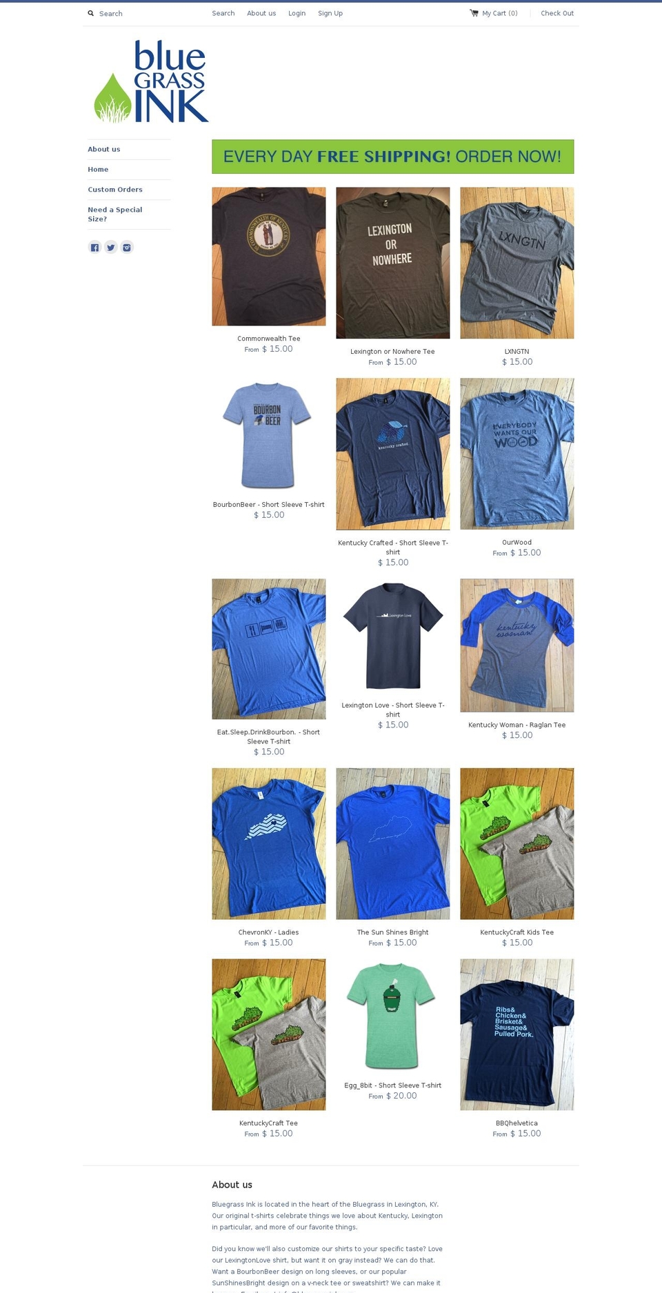 bluegrassink.com shopify website screenshot