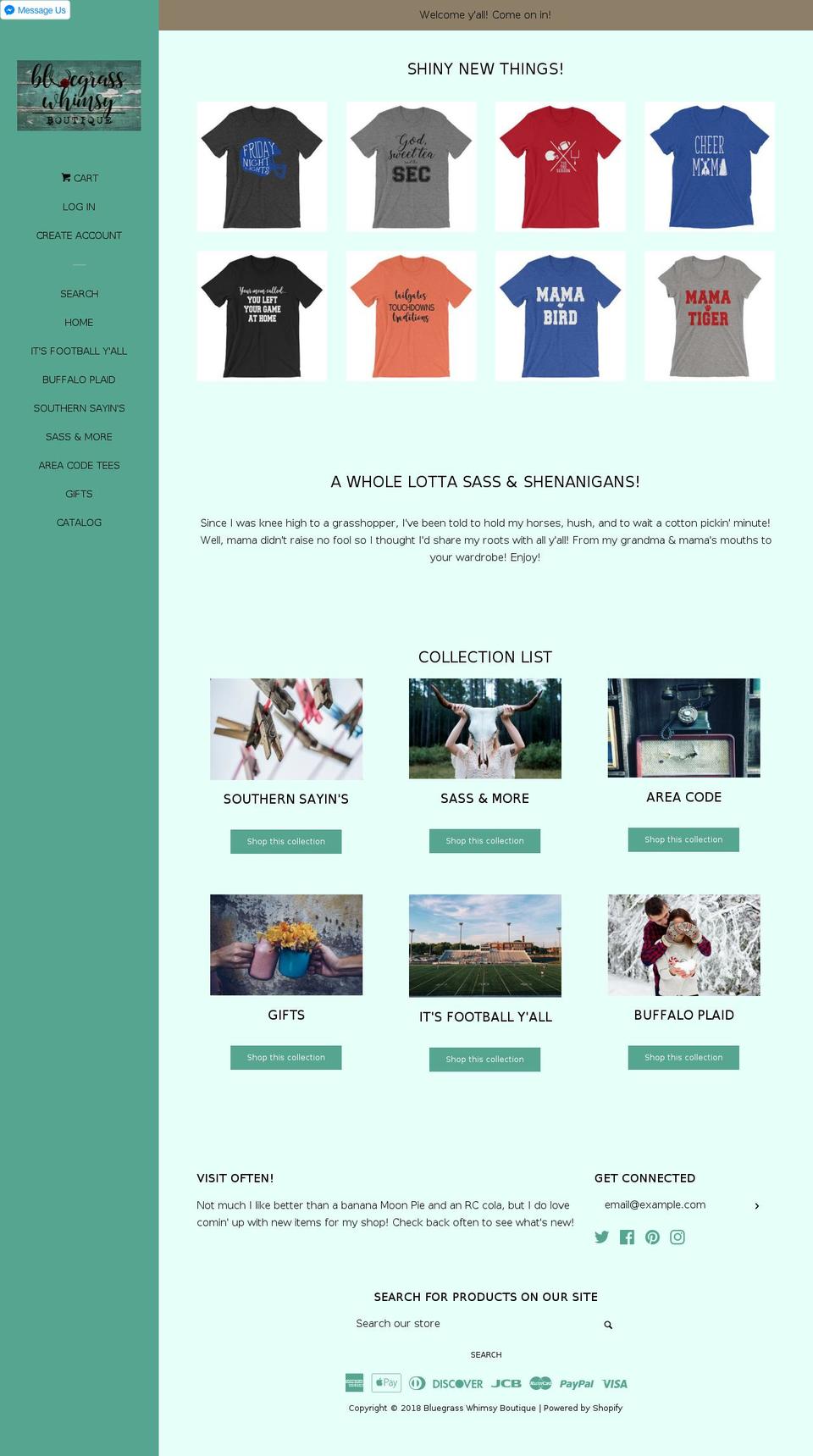 bluegrasswhimsyboutique.com — Shopify storefront screenshot