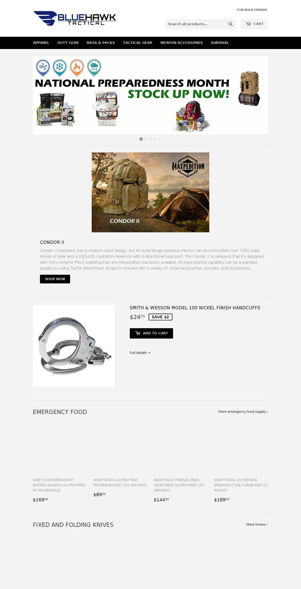 bluehawktactical.com — Shopify storefront screenshot