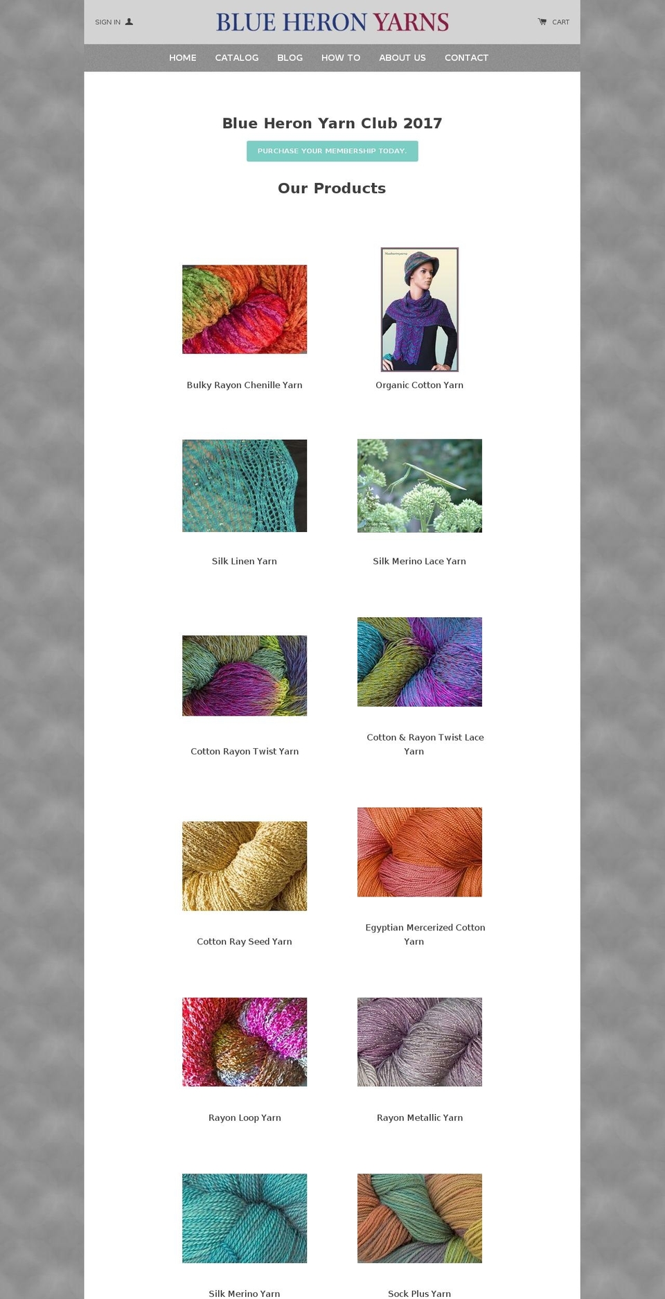 blueheronyarns.com shopify website screenshot