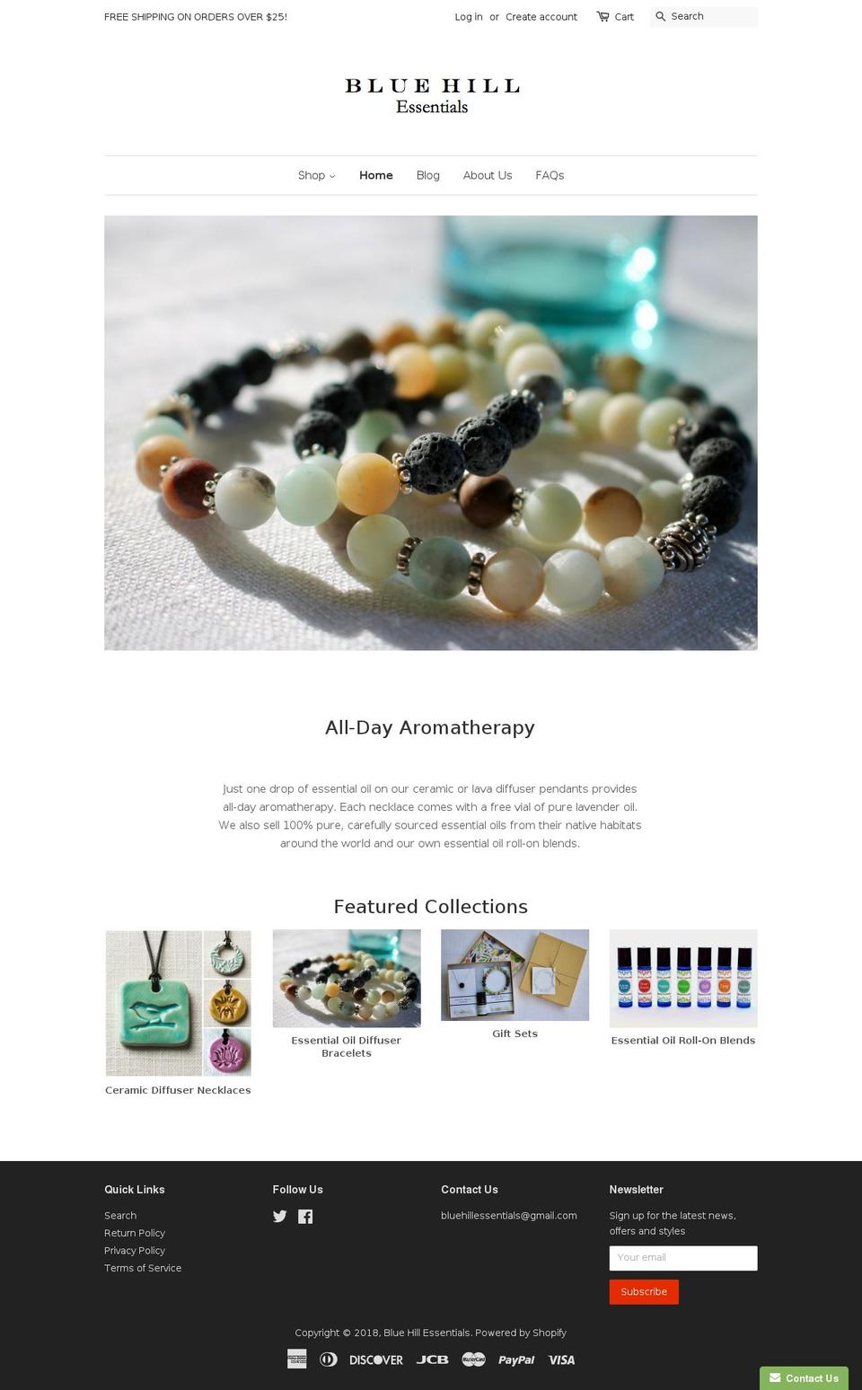 bluehillessentials.com shopify website screenshot
