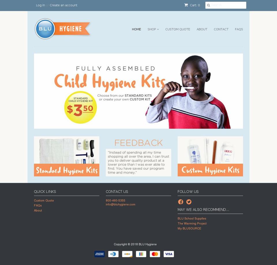 bluehygiene.com — Shopify storefront screenshot
