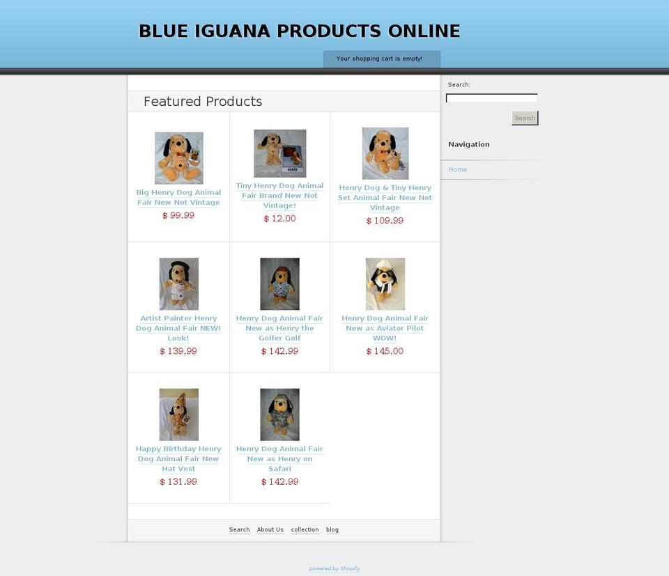 blueiguana.biz shopify website screenshot