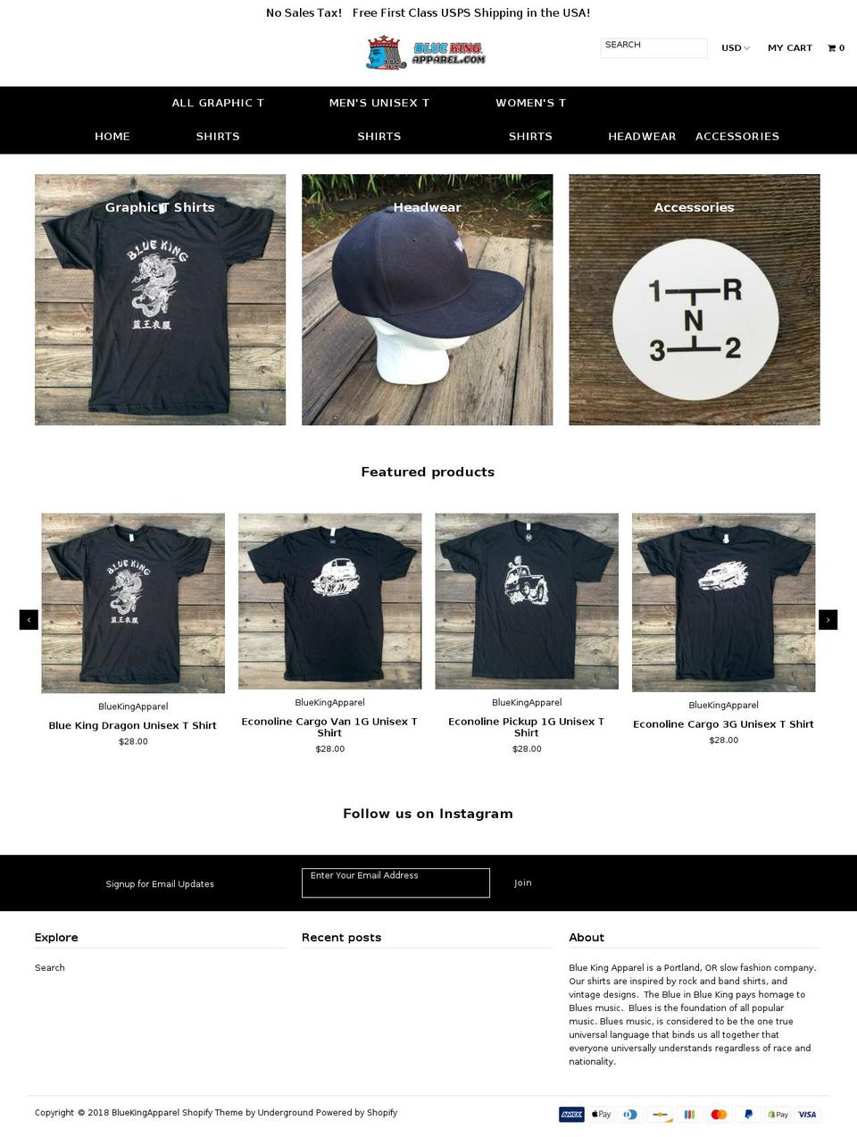 bluekingapparel.com — Shopify storefront screenshot