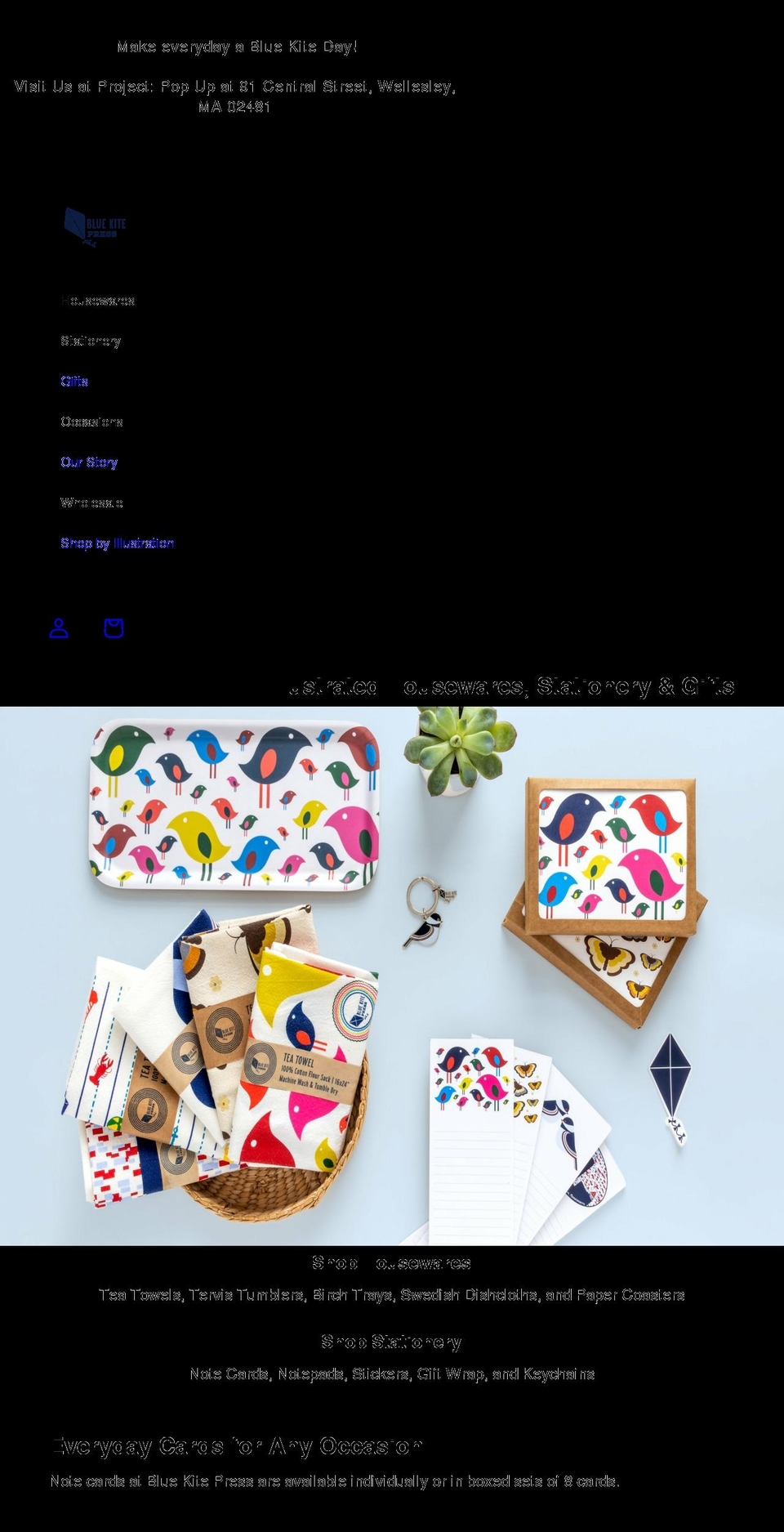 bluekitepress.com shopify website screenshot
