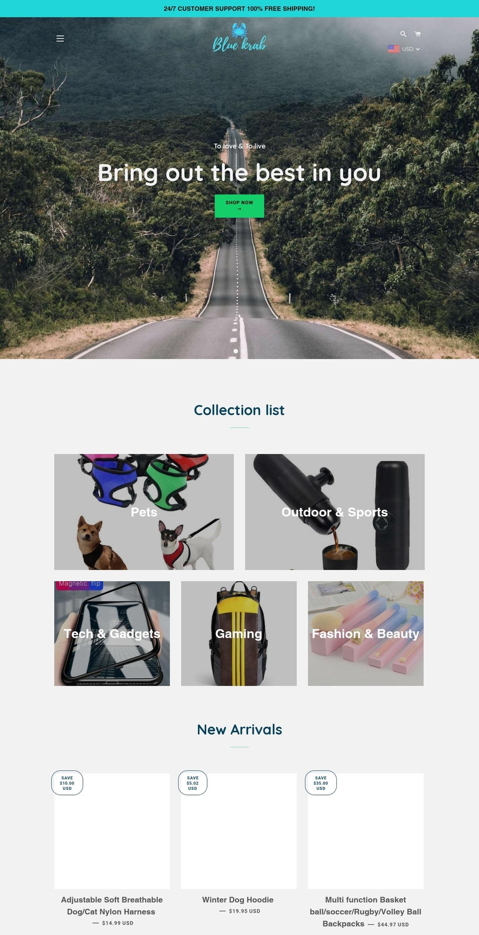 bluekrab.com — Shopify store on .com