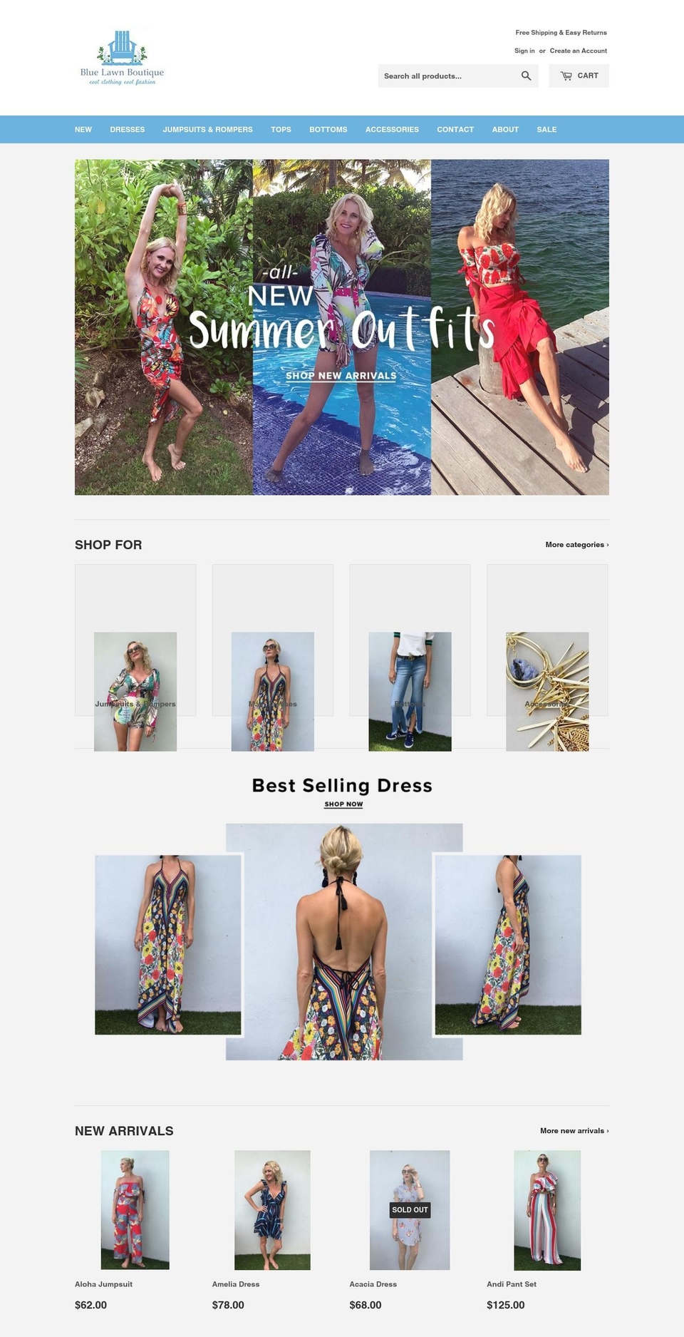 bluelawnboutique.com — Shopify storefront screenshot