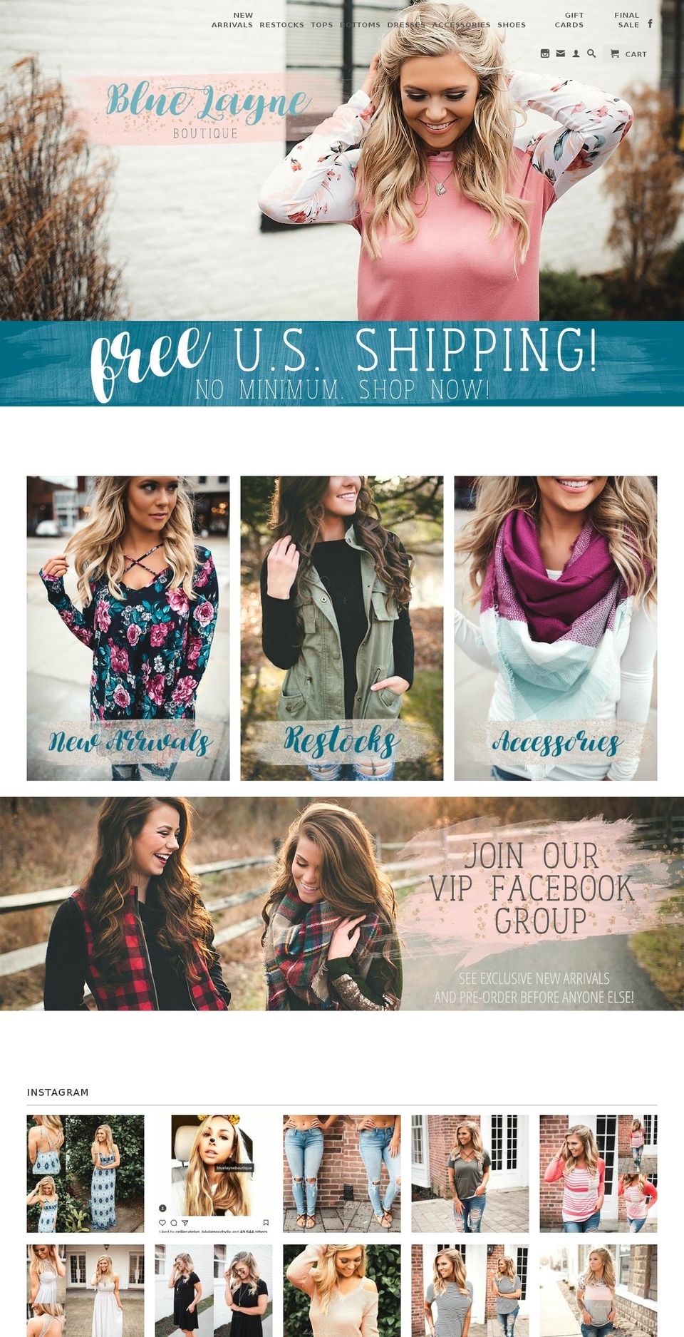 bluelayneboutique.com shopify website screenshot