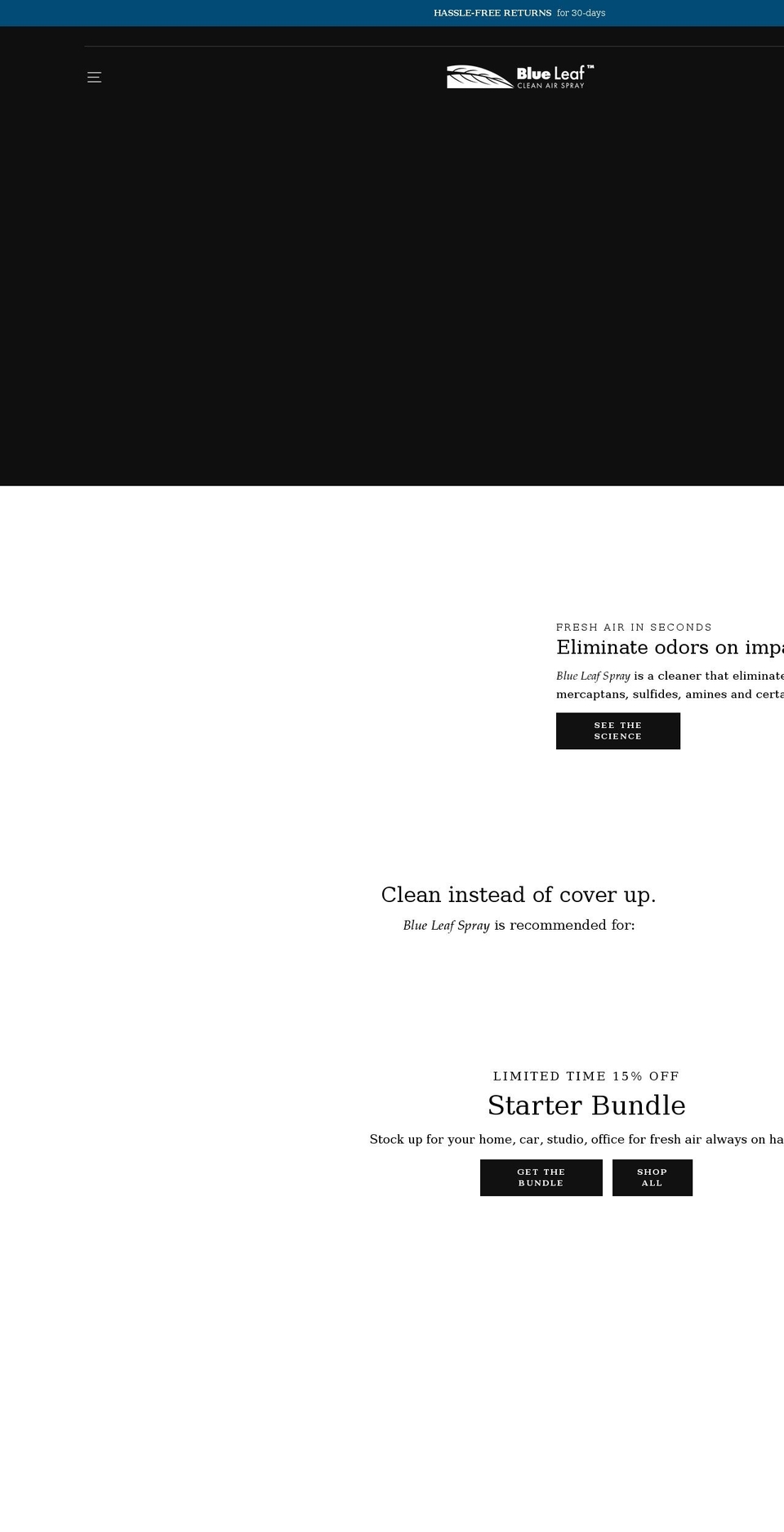 blueleafsprays.com shopify website screenshot