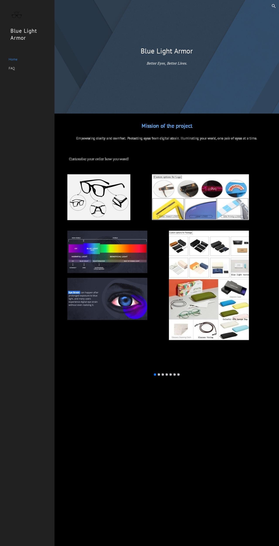 bluelightarmor.com shopify website screenshot