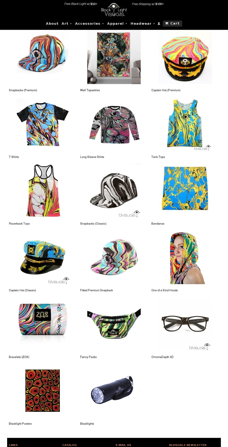 bluelightvisuals.com — Shopify storefront screenshot