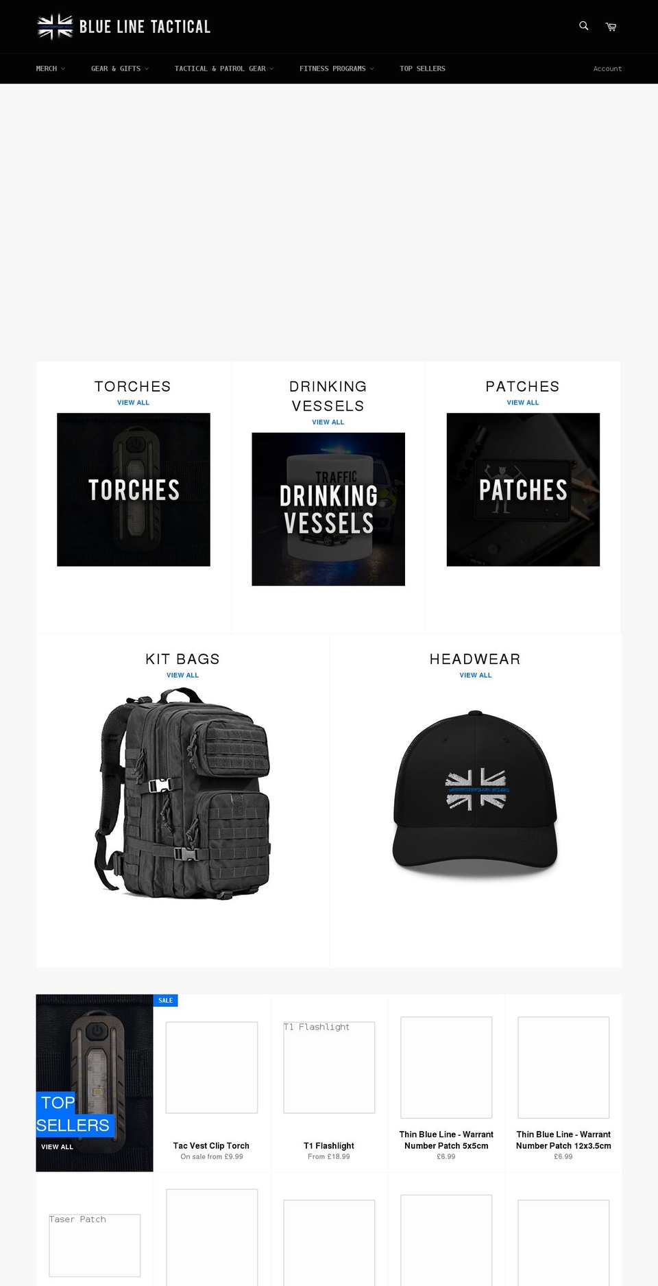bluelinetactical.co.uk shopify website screenshot