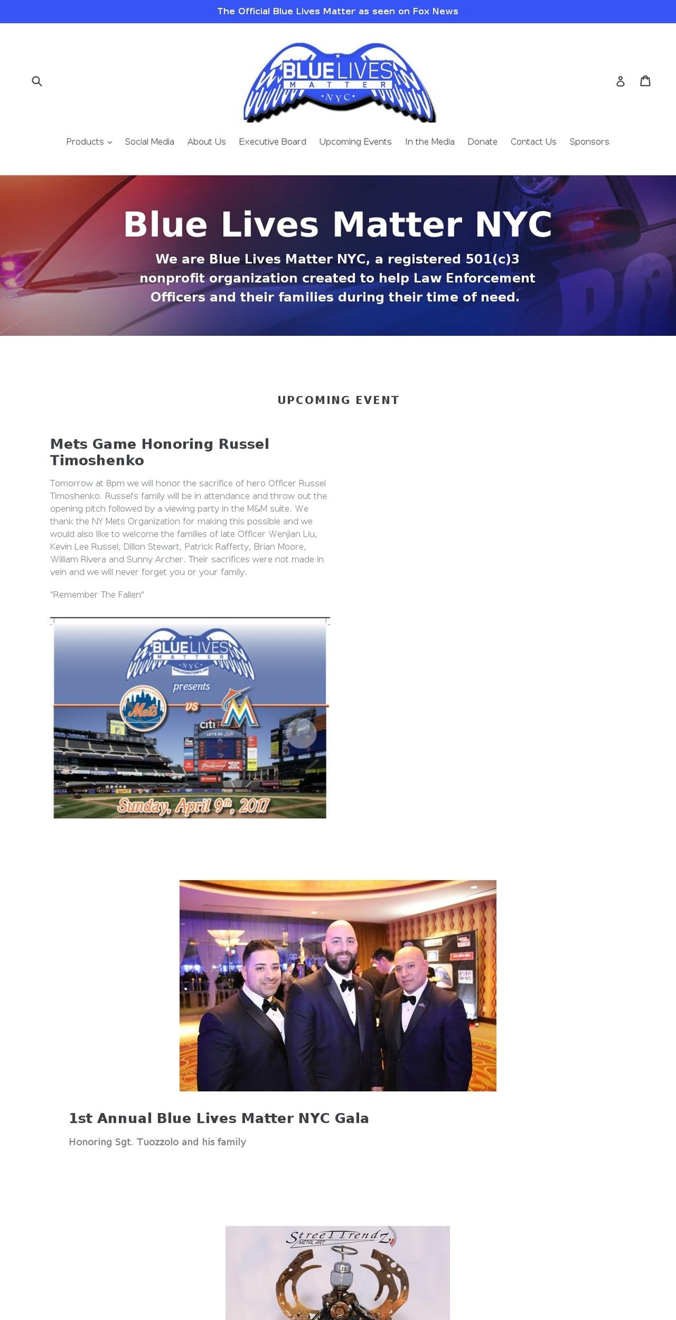 bluelivesmatternyc.com shopify website screenshot