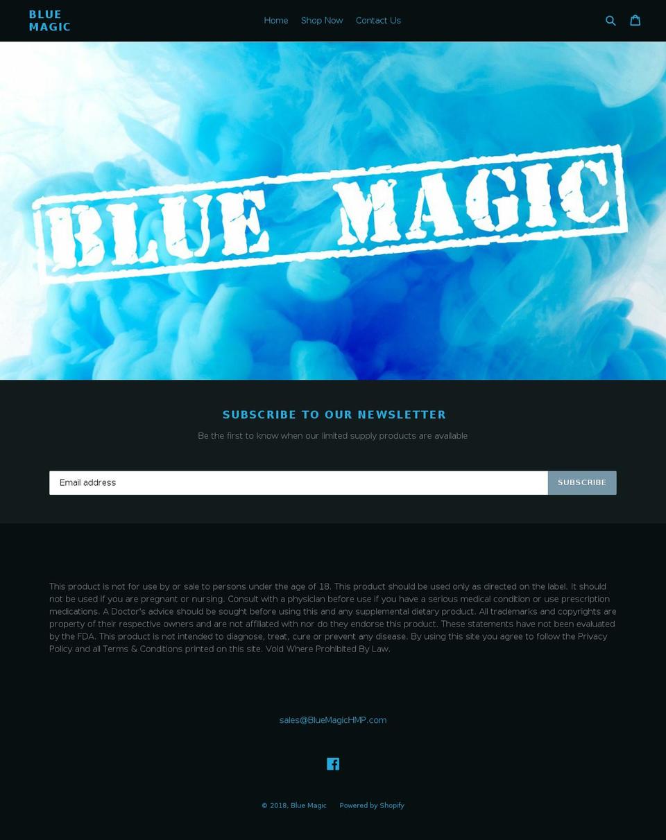 bluemagichmp.com — Shopify storefront screenshot