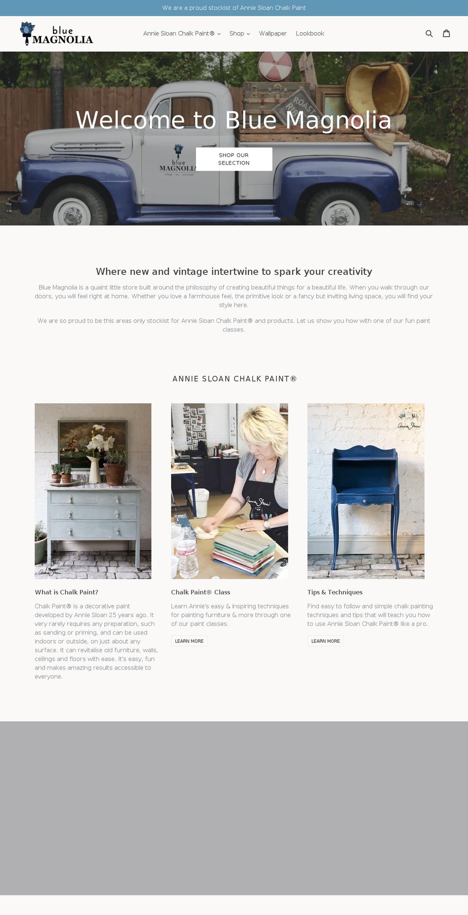 bluemagnoliahome.com shopify website screenshot