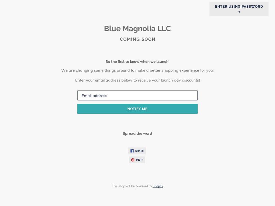 bluemagnoliallc.com — Shopify storefront screenshot