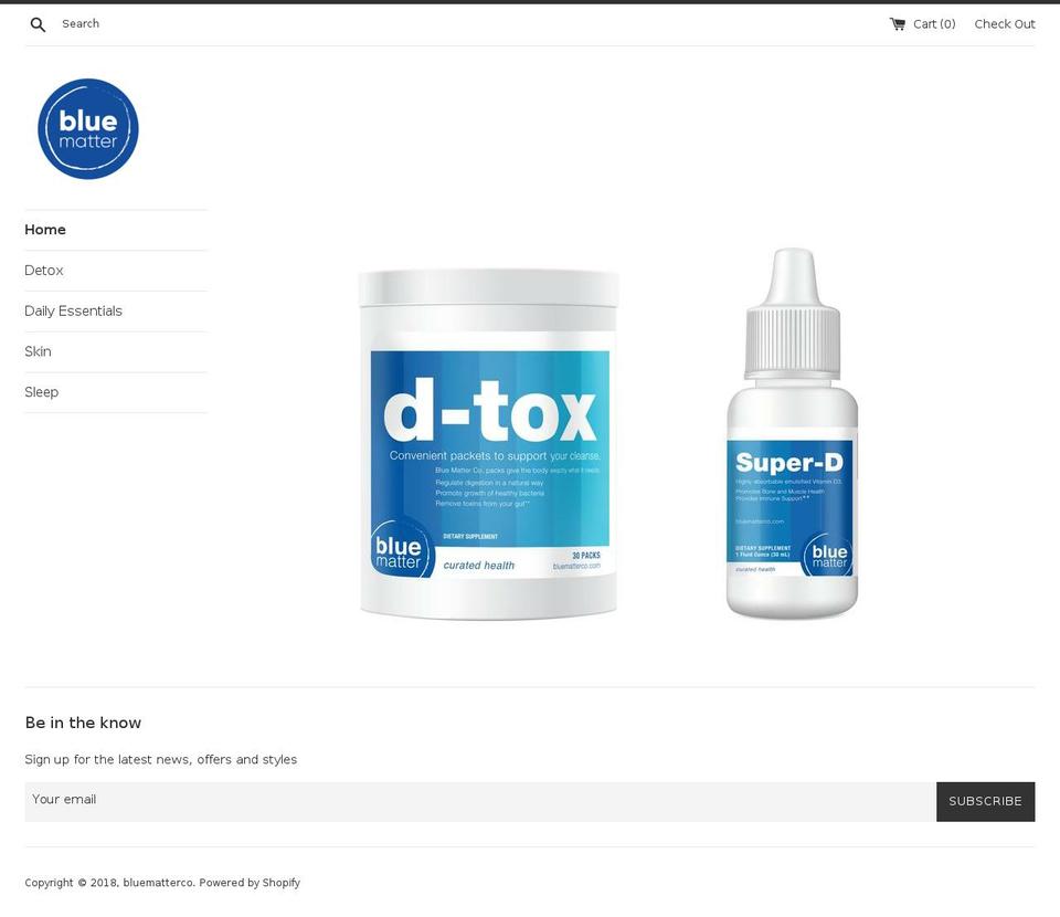 bluematterco.com — Shopify storefront screenshot