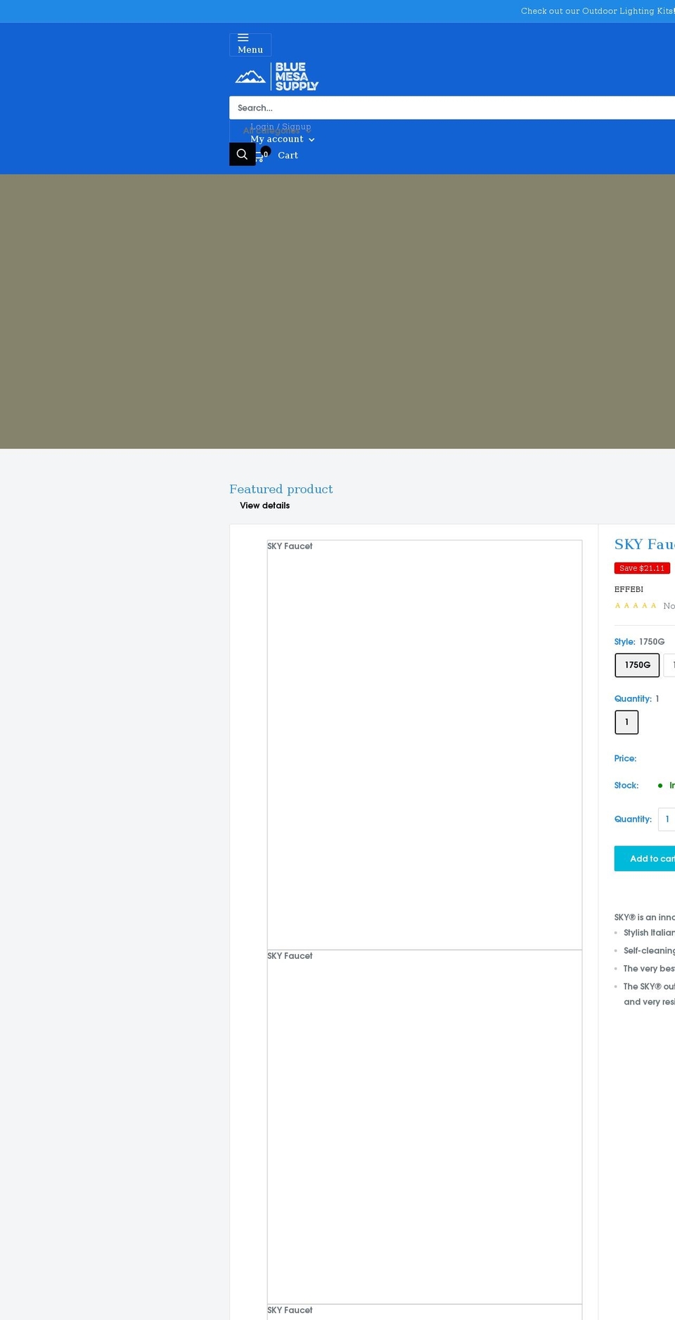 bluemesasupply.com shopify website screenshot