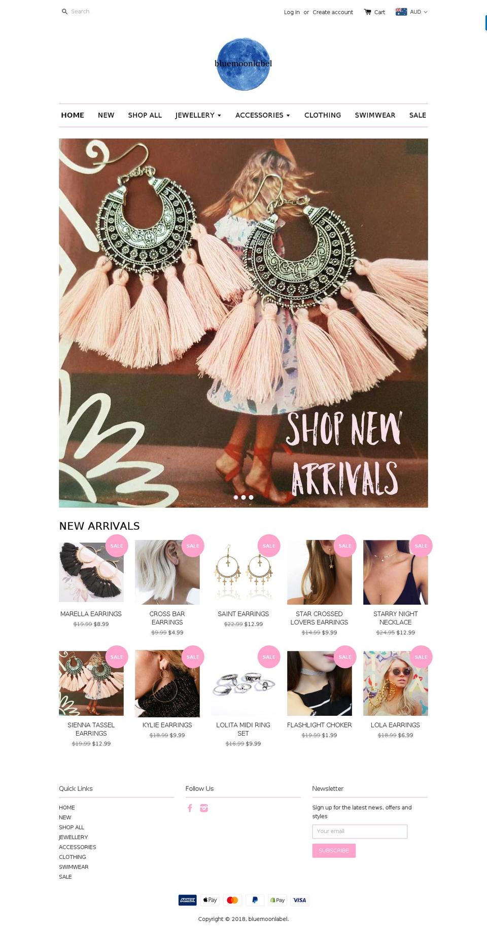 bluemoonlabel.com — Shopify storefront screenshot