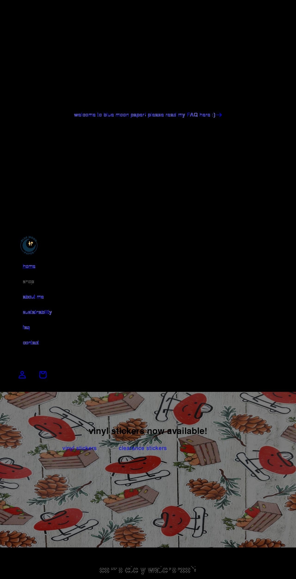 bluemoonpaper.com shopify website screenshot