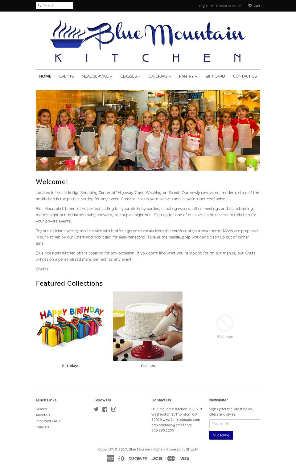 bluemountainfood.com shopify website screenshot