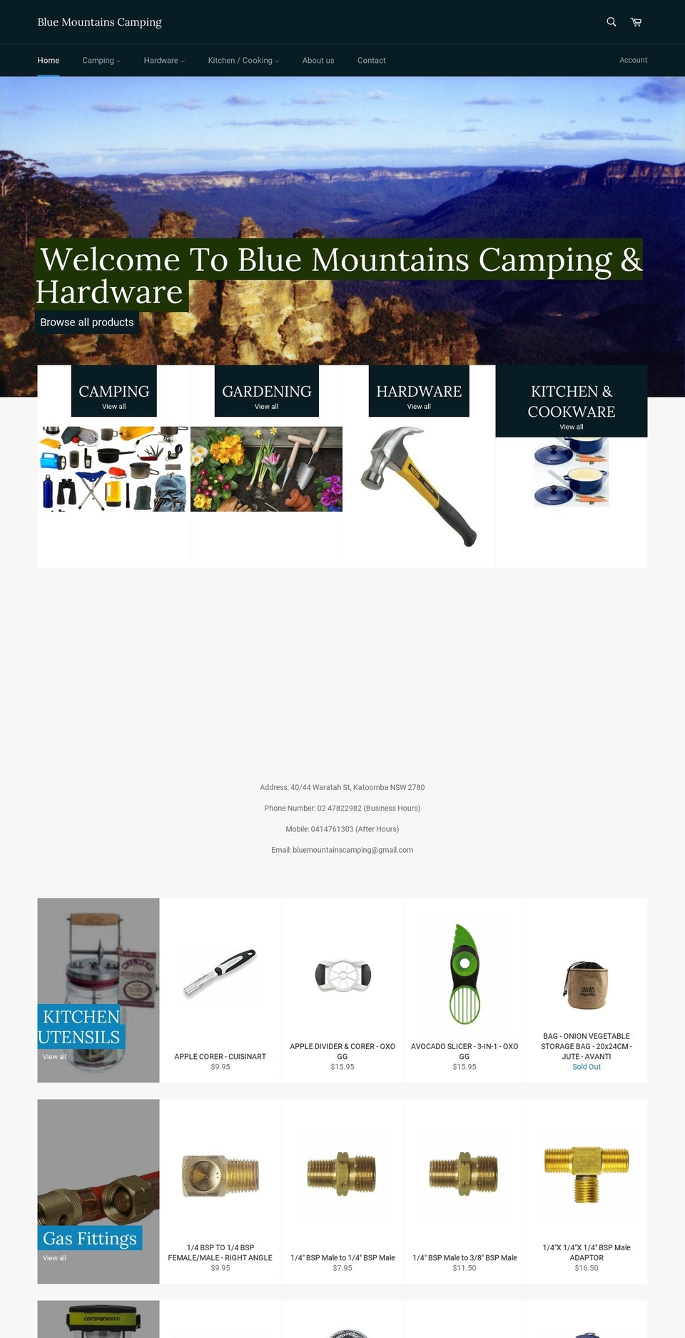 bluemountainscamping.com.au shopify website screenshot