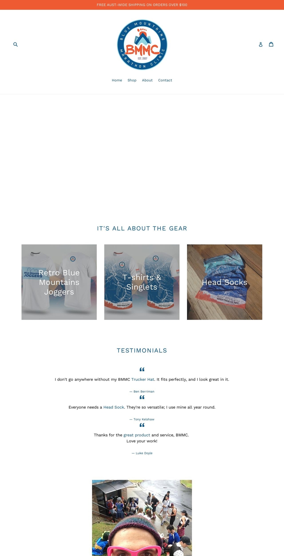 bluemountainsmarathonclinic.com.au shopify website screenshot