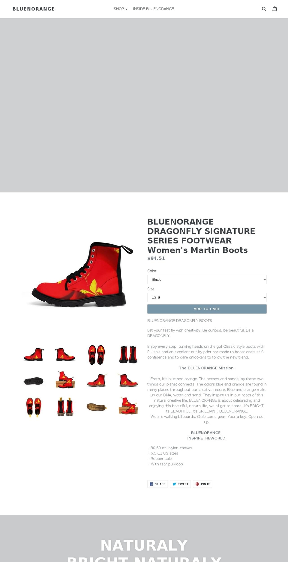 bluenorange.com shopify website screenshot