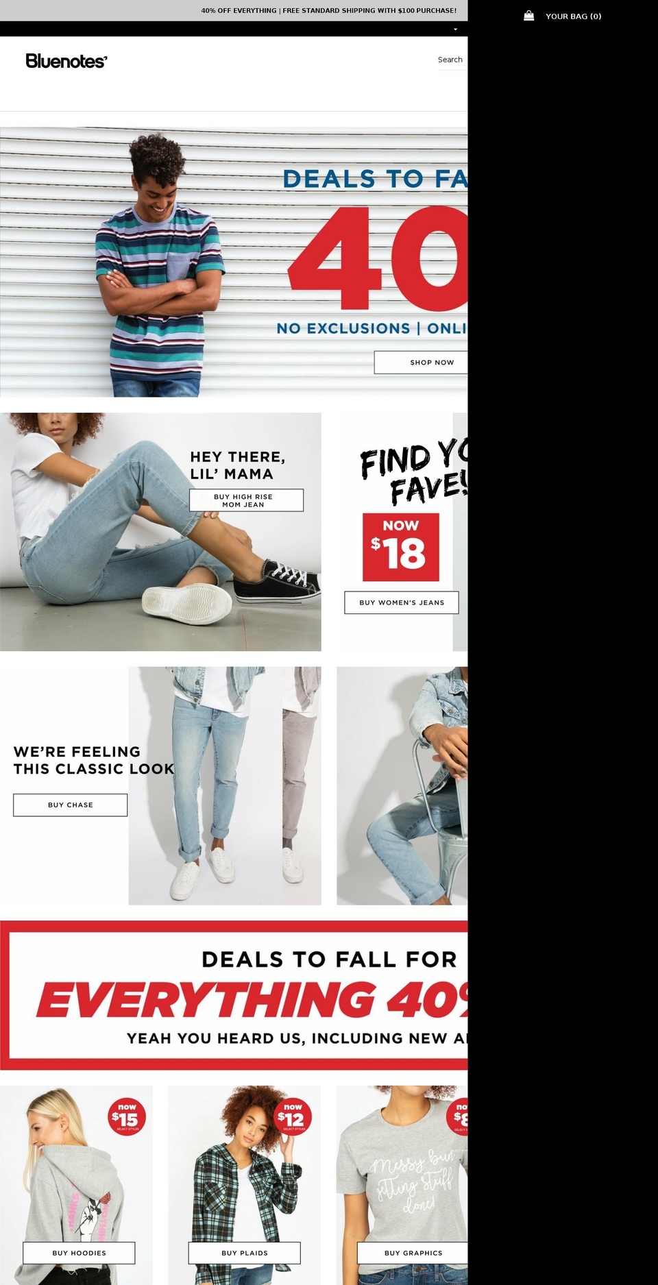 Publish 40% Off - August 10th 2018 Shopify theme site example bluenotesjeans.com