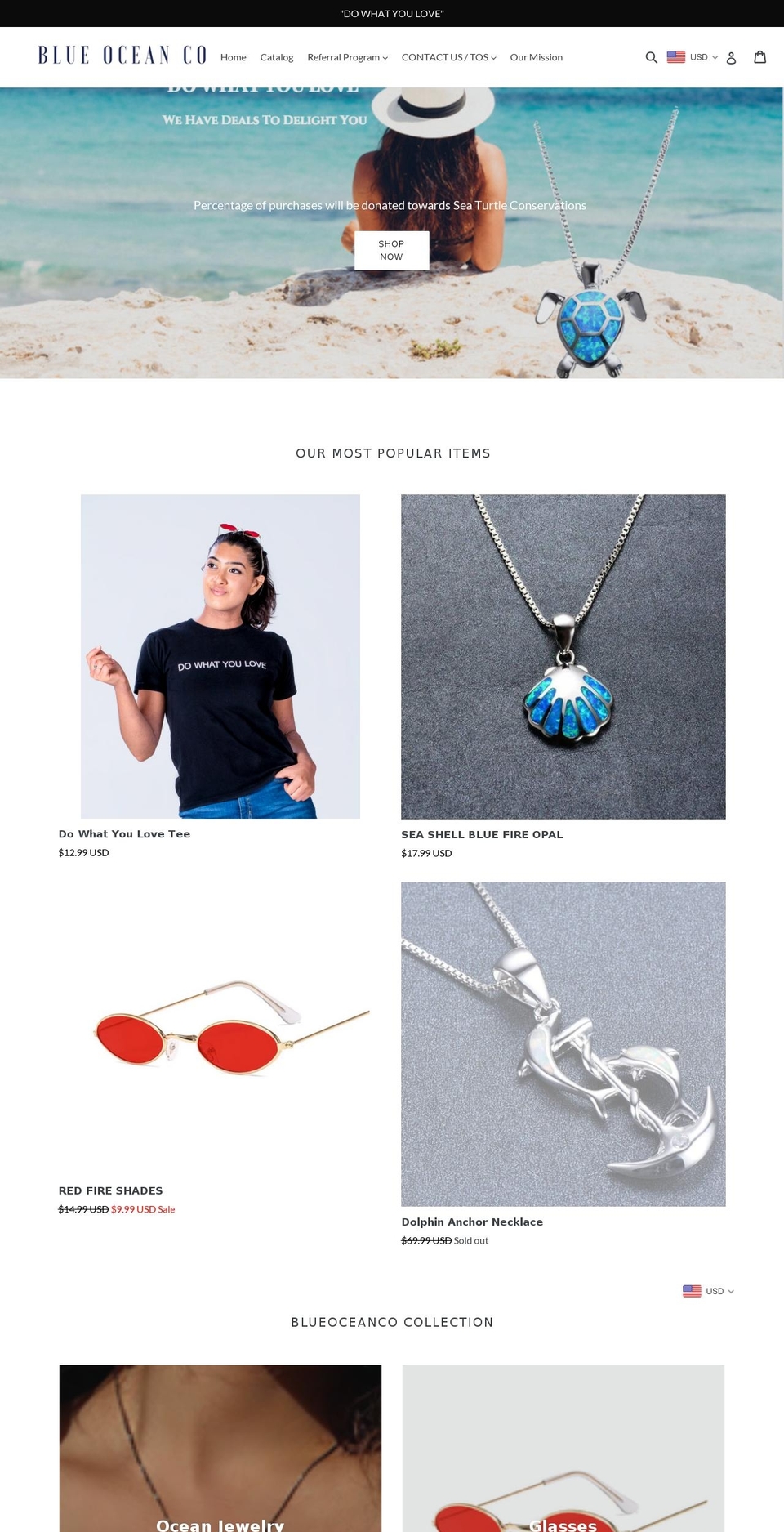 blueoceancoshop.com shopify website screenshot