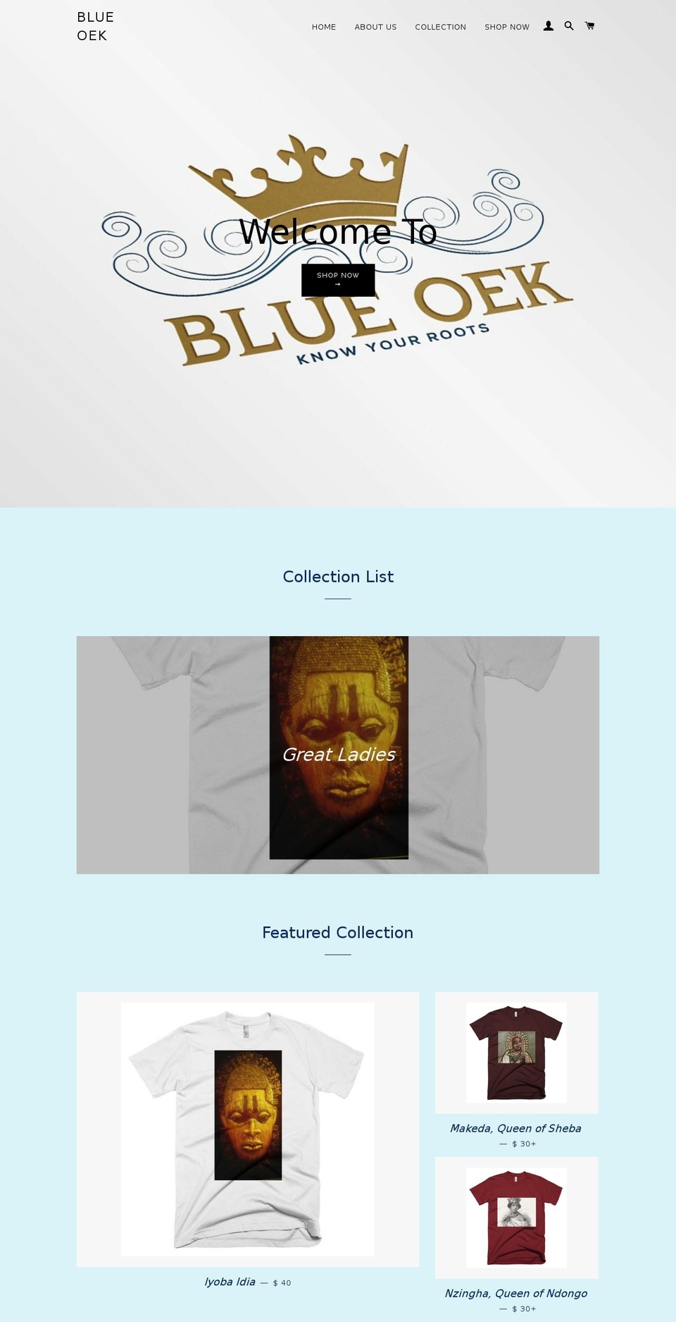 blueoek.com shopify website screenshot