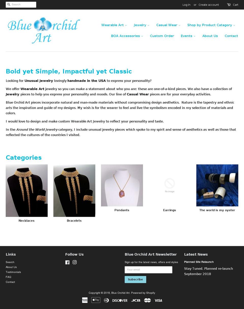 blueorchidartjewelry.com — Shopify storefront screenshot