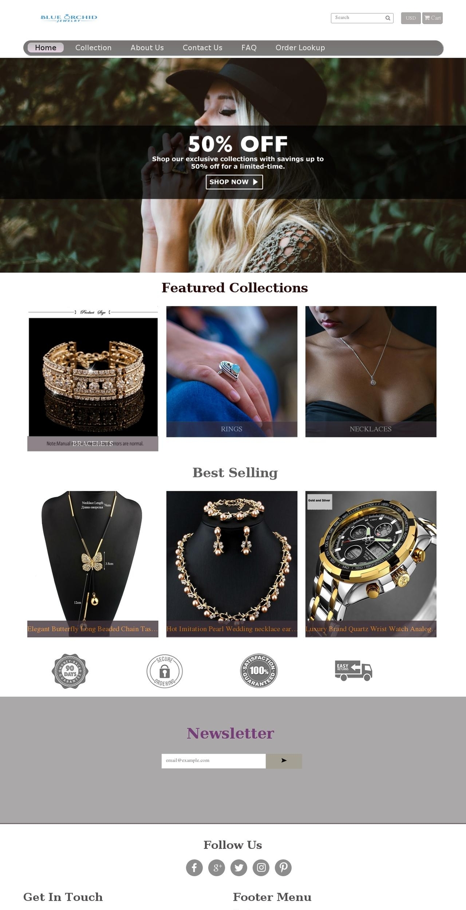 Gems Shopify theme site example blueorchidjewelry.com