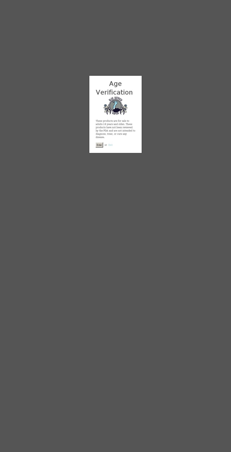 blueostrichvapor.com shopify website screenshot