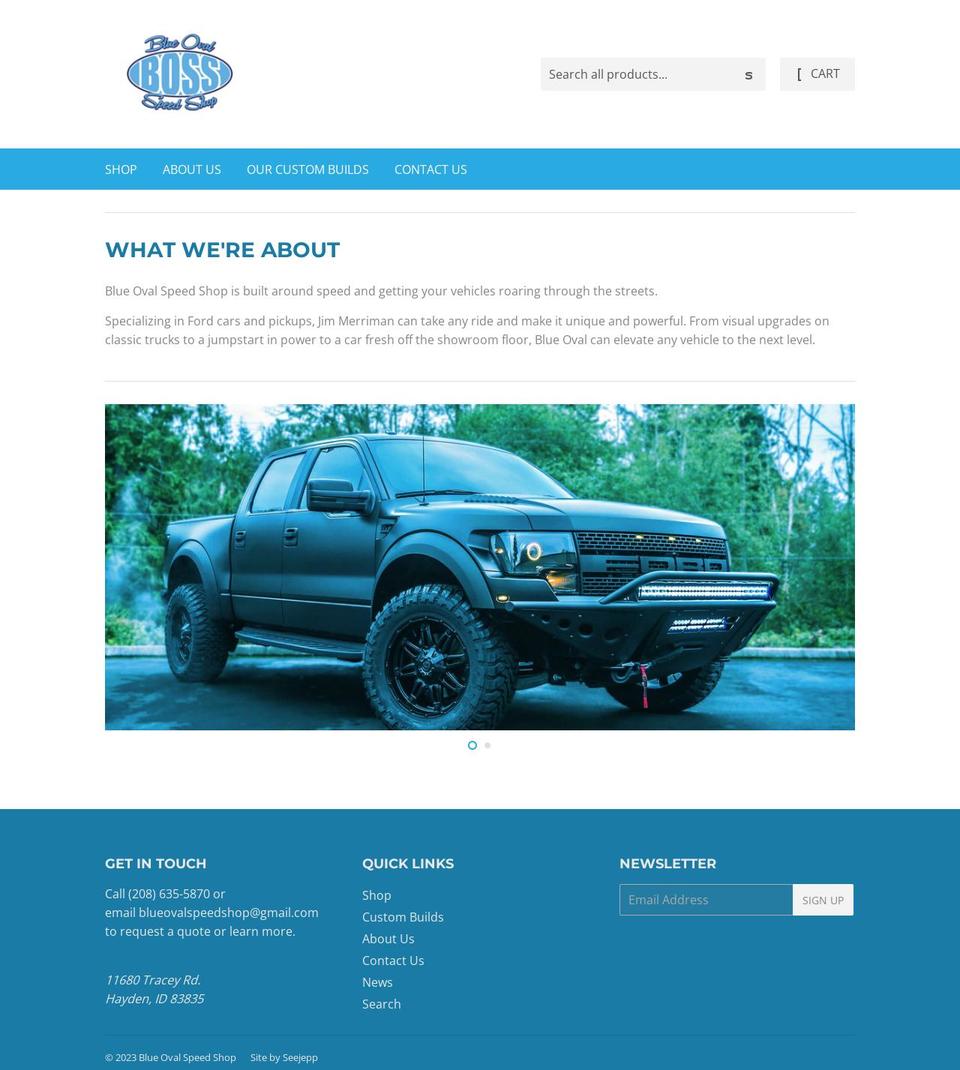 blueovalspeedshop.com shopify website screenshot