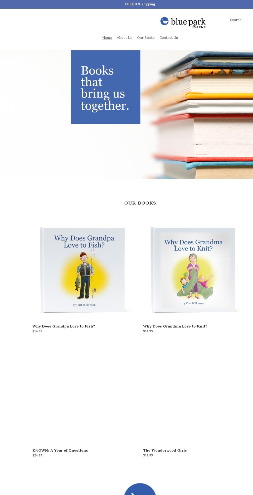 blueparkbooks.com shopify website screenshot
