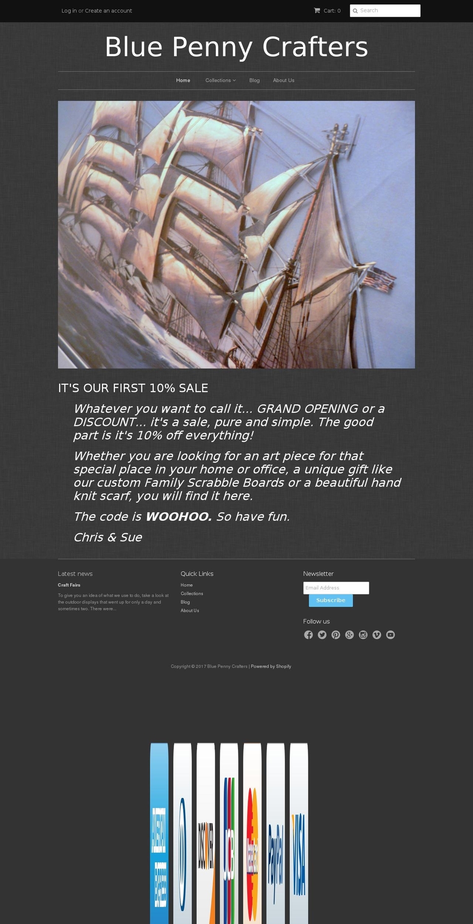 bluepennycrafters.com shopify website screenshot