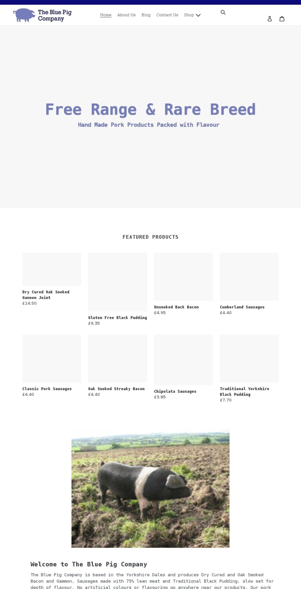 bluepigcompany.com shopify website screenshot