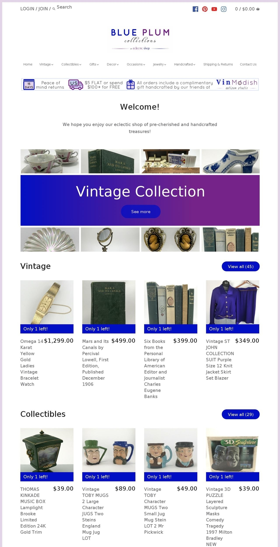 blueplumcollections.com — Shopify storefront screenshot