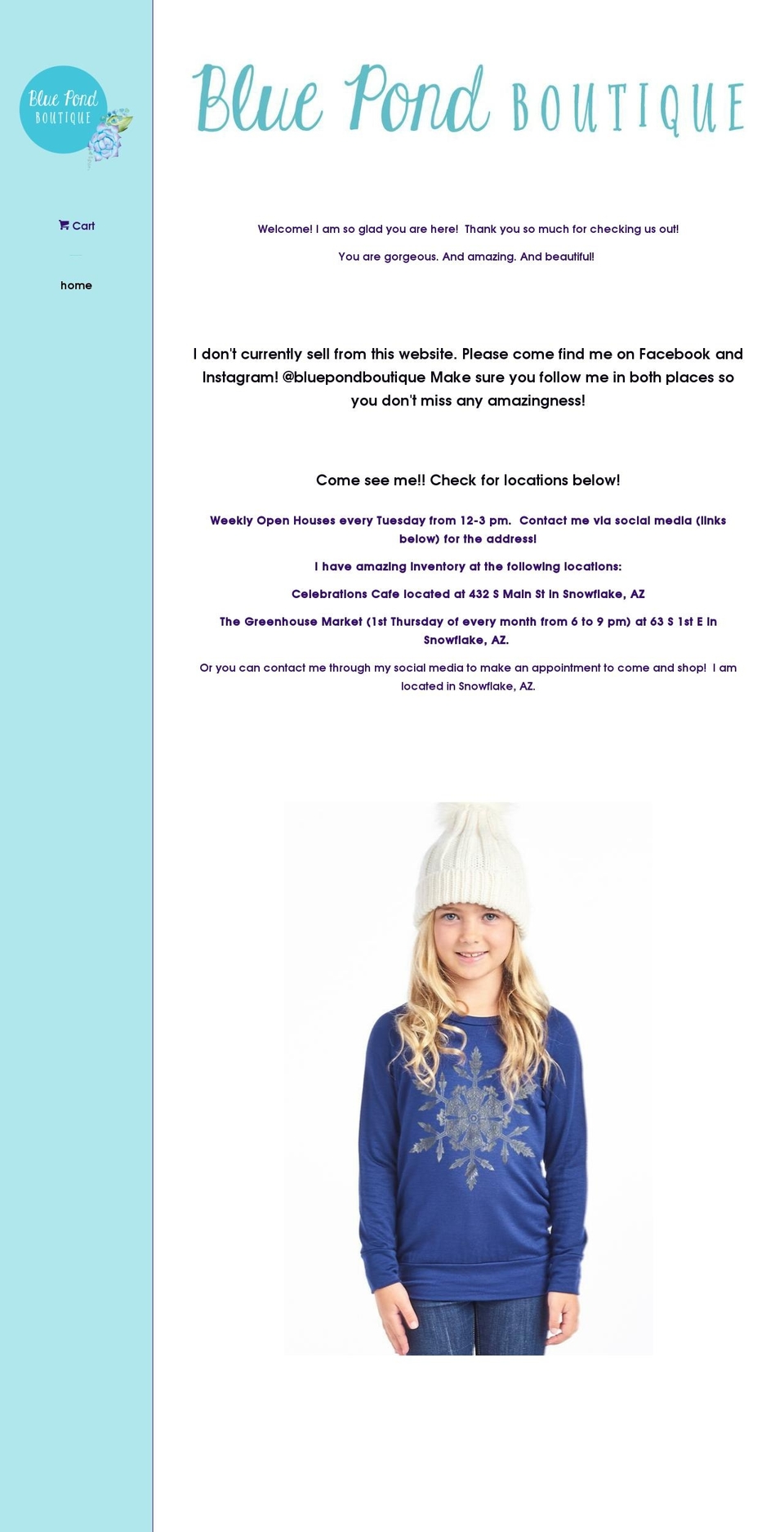 bluepondboutique.com — Shopify storefront screenshot