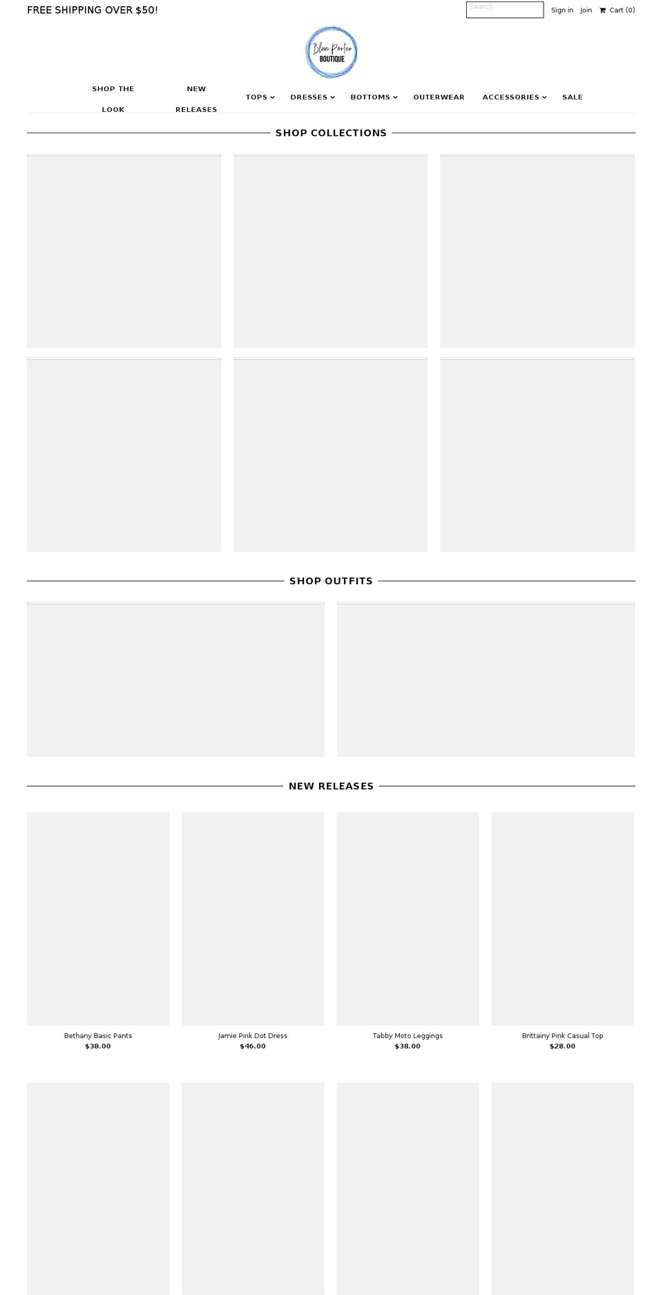 blueporterboutique.com — Shopify storefront screenshot