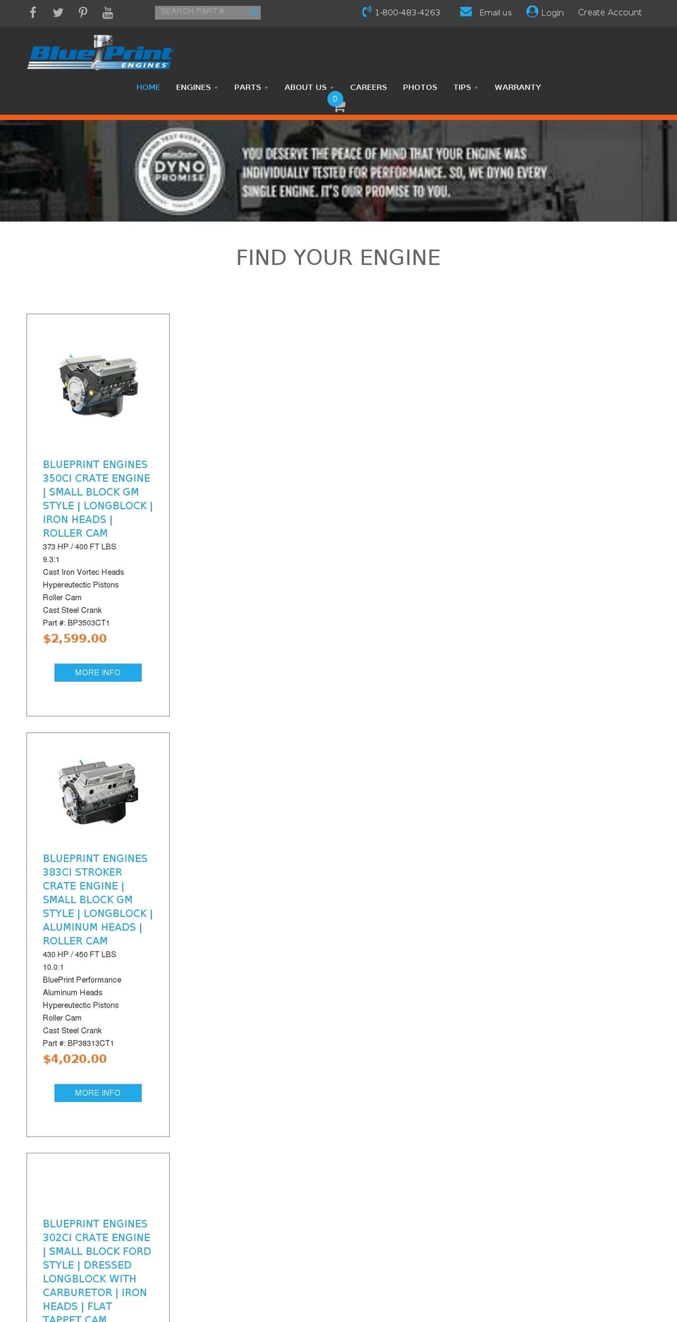 blueprintengines.com shopify website screenshot