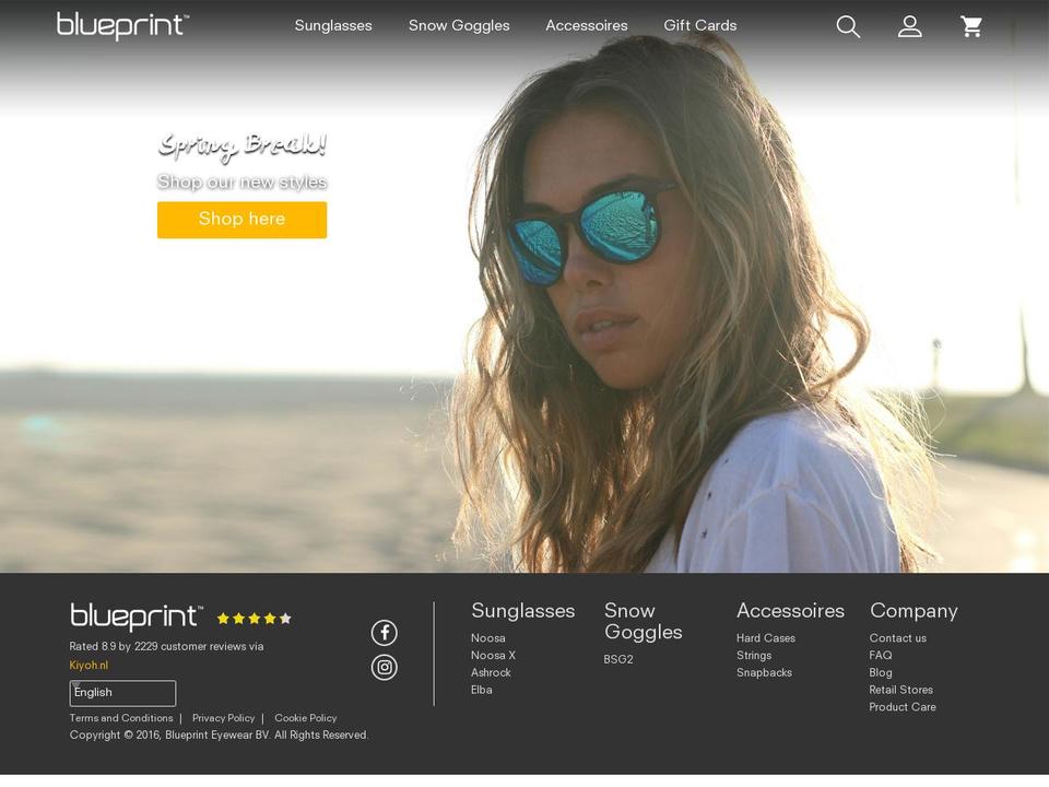 blueprinteyewear.com shopify website screenshot