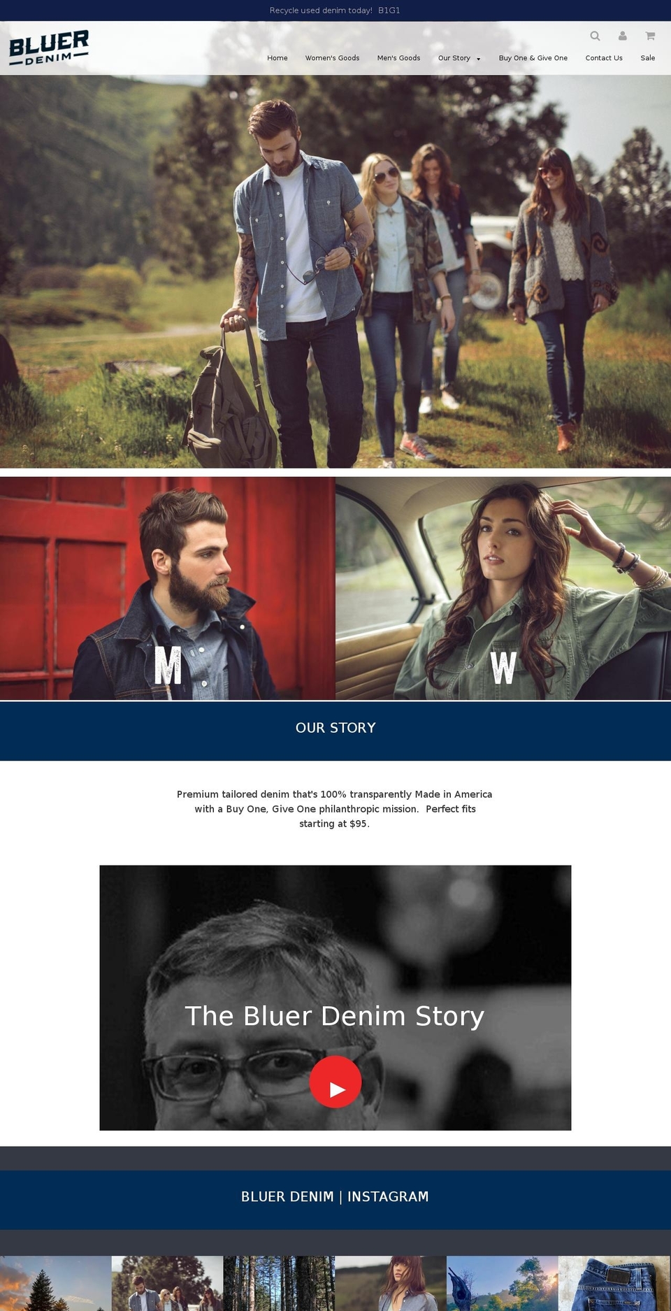 bluerdenim.com shopify website screenshot