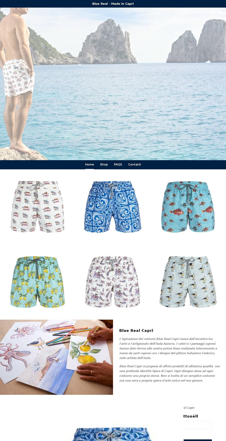 bluerealcapri.com — Shopify storefront screenshot